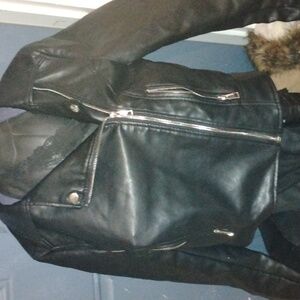 biker type leather jacket